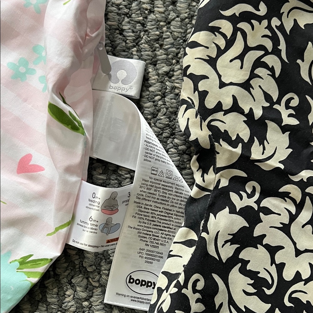 2 Boppy Floral and Damask Pillow Covers